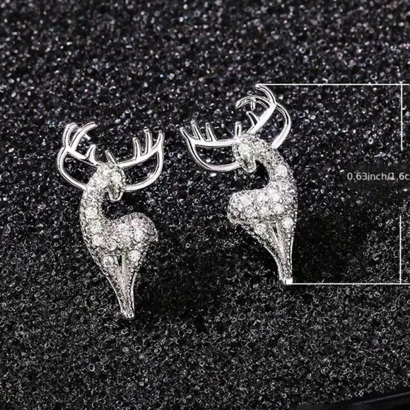 New Bling reindeer christmas stud earrings - Picture 3 of 7
